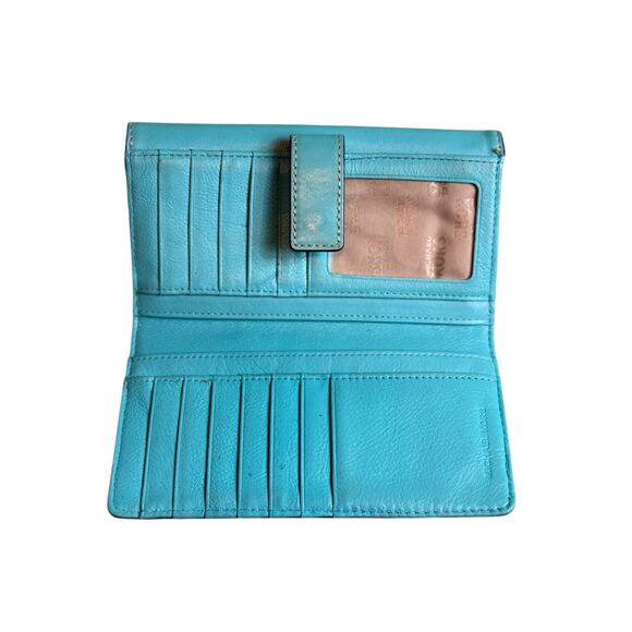 Michael Kors Brookville Leather Wallet Aqua Beauty*Large Organizer - Picture 12 of 12